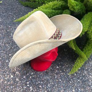 The Duke Collection Vintage Beige Felt Cowboy Hat with Braid Trim